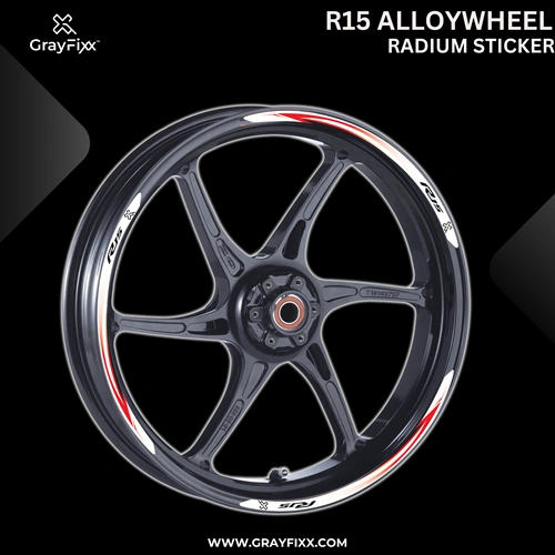 Alloy Wheel Radium Sticker For R15 V1/V2/V3/V4 | Printed In Premium Radium With FPF(Fade Protection Film), Water Proof, Precut Sticker, Pack Of 12